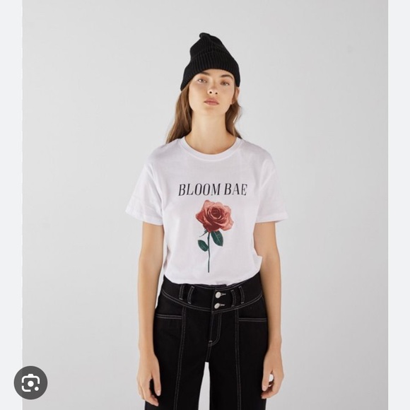 Bershka Like New Bloom Bae Tee, Size L (#93) - Picture 1 of 6